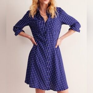 Boden Pocket Detail Shirt Dress | Mazarine Blue Terrace Swirl | Size 12R | NWT